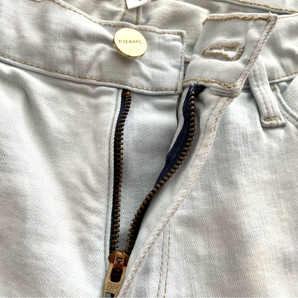 FRAME Le Skinny de Jeanne Light Wash Patchwork Jeans Sz 30 Denim Frayed Cotton - Picture 7 of 13